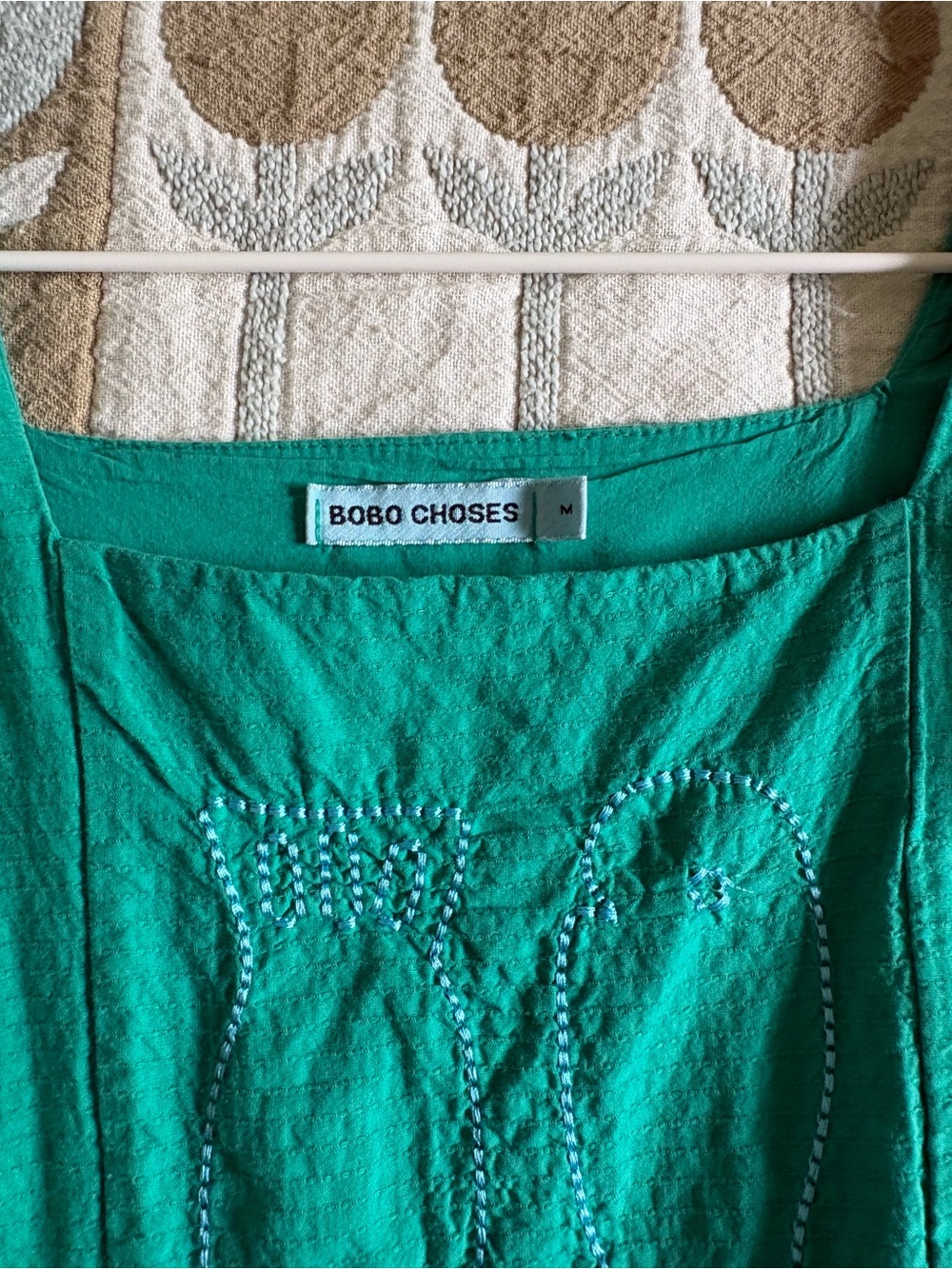 NWOT Bobo Choses Emerald Green Square-Neck Fish Maxi Dress - Picture 7 of 8